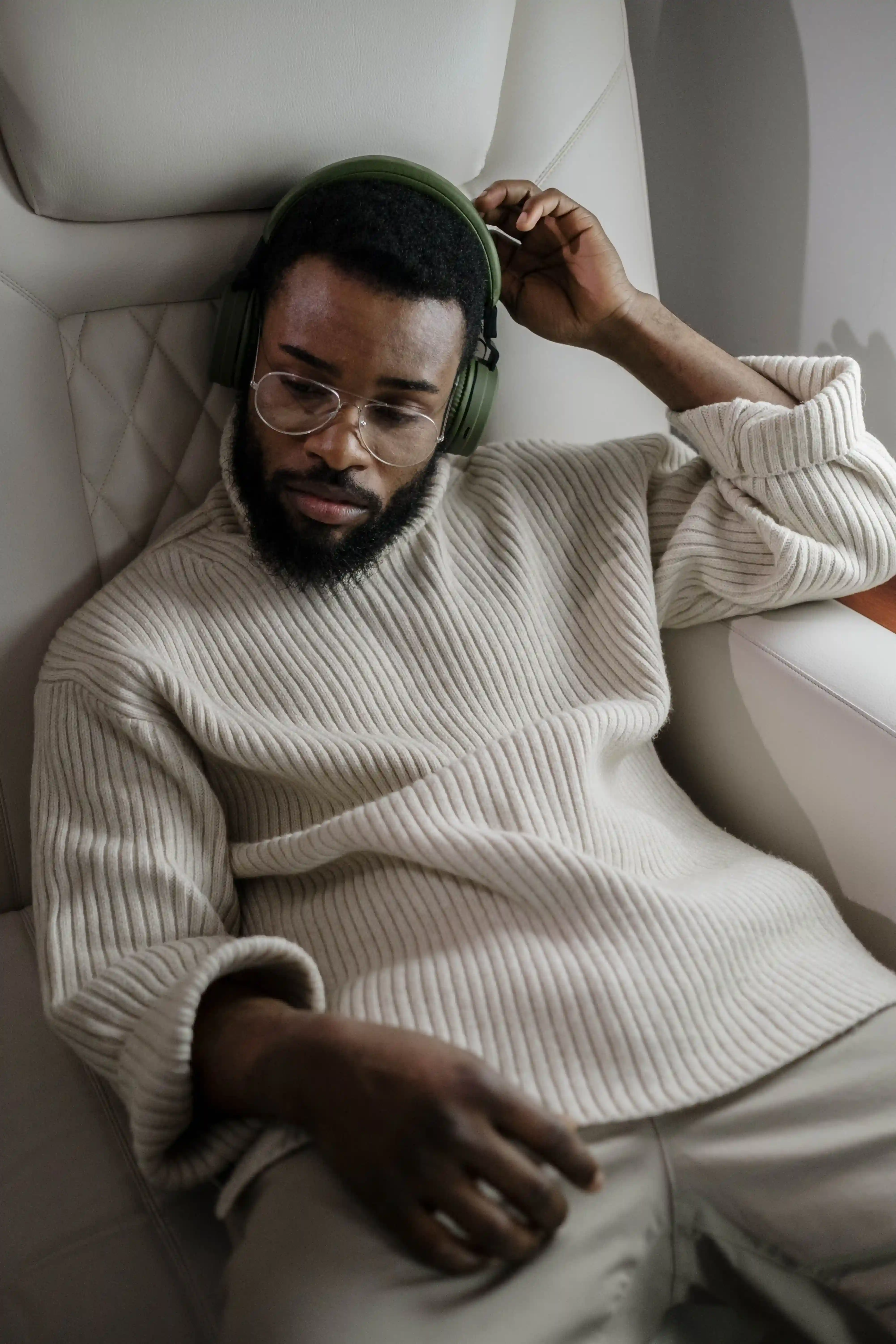 Ribbed Roll-Neck worn by a model.