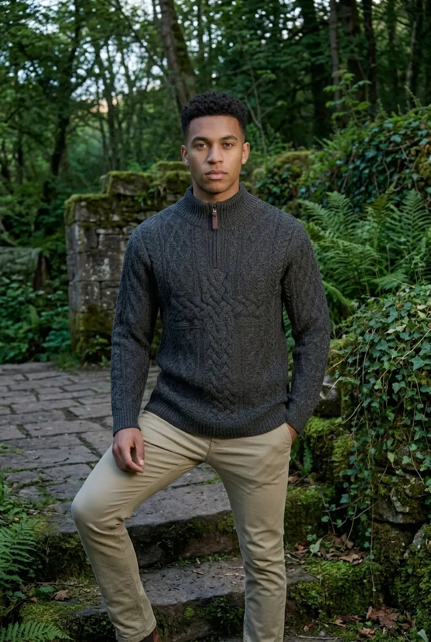 Cable Half-Zip worn by a model.